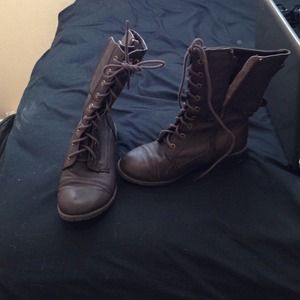 Brown combat boots