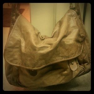 Distressed leather messenger bag