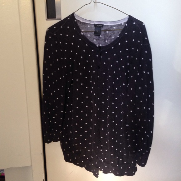 Black w/white polka dot 3/4 sleeve cardigan