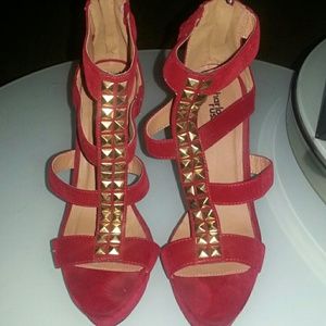 RED STRAPPY HEELS