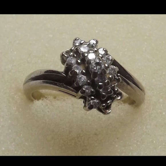 10k solid white gold diamond ring.