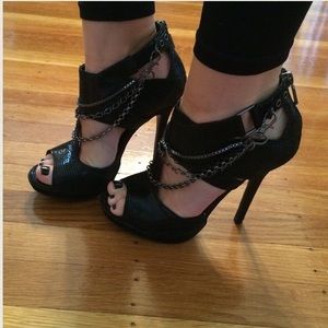 ALDO black with chain detailed high heels