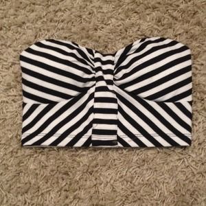 Black & white striped tube top