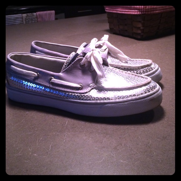Silver sparkly sperrys