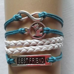 Turquoise and whit leather bracelet