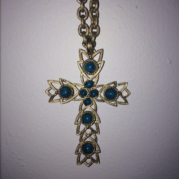 1970s turquoise cross necklace