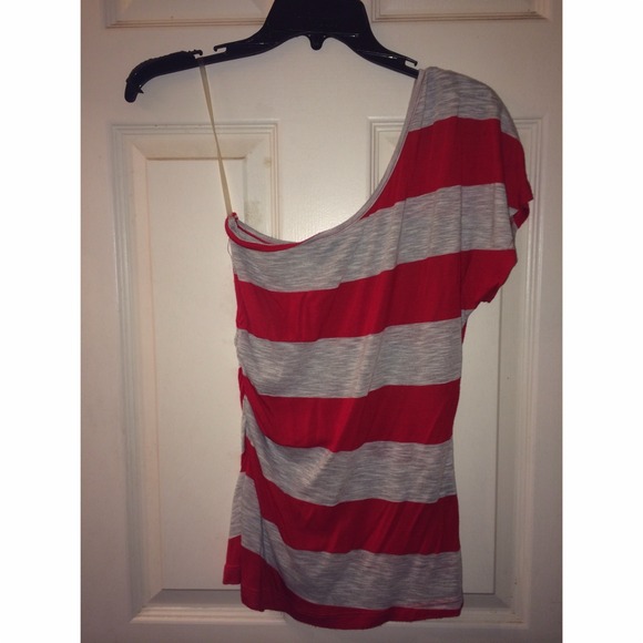 Single sleeved striped top