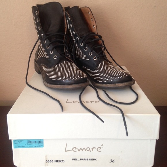 Lemare Italy unisex studded moto biker boots 36 - Picture 5 of 10