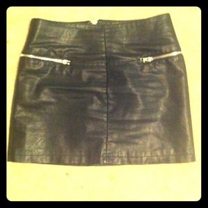 Black leather asymmetrical mini skirt- size small
