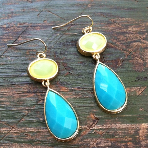 NEW Lime & Sea Blue Drop French Wire Earrings