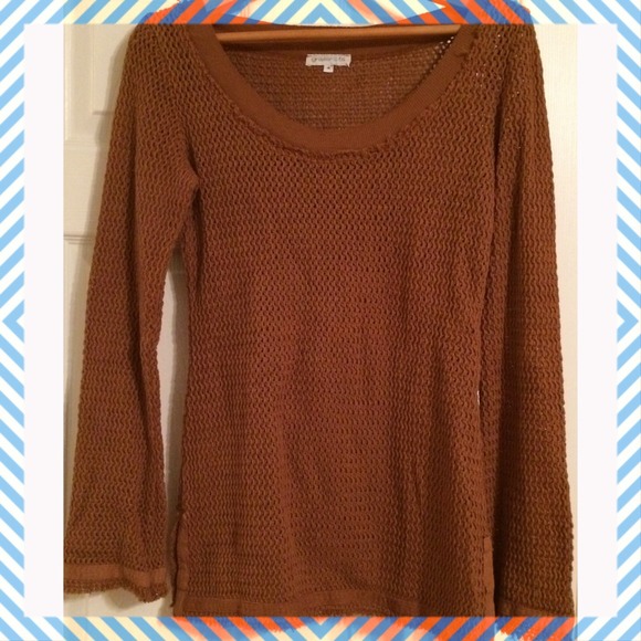 Crochet knit sweater, brown