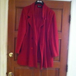 Red and White Wool Coat