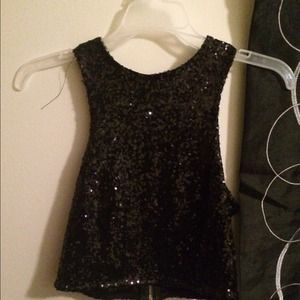 Tobi sequins black crop top