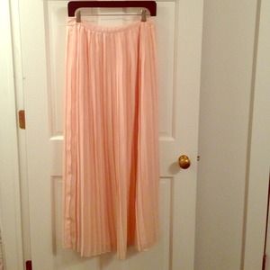 pink pleated maxi skirt