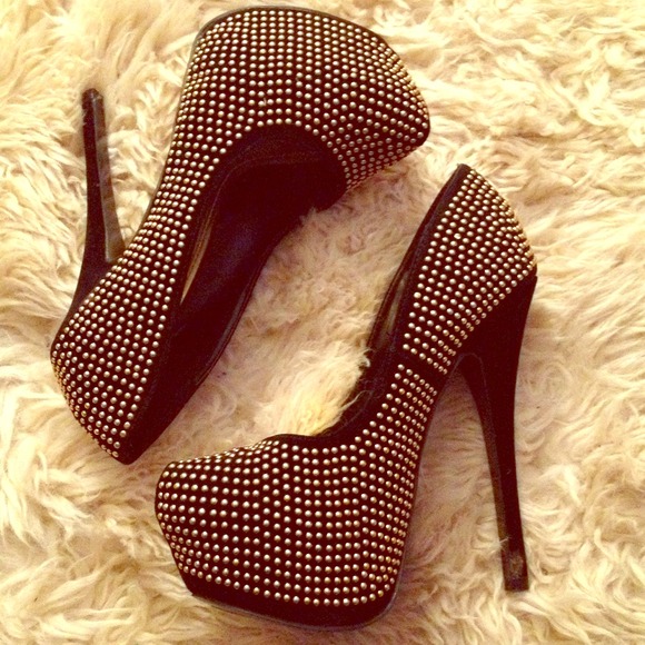 Gold studded stilettos
