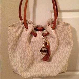 White and tan Michael Kors Purse