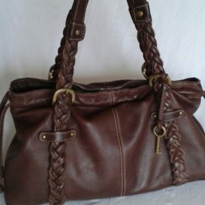 Fossil Brown Braided Leather Bag