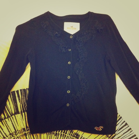 Navy hollister flower button-up cardigan