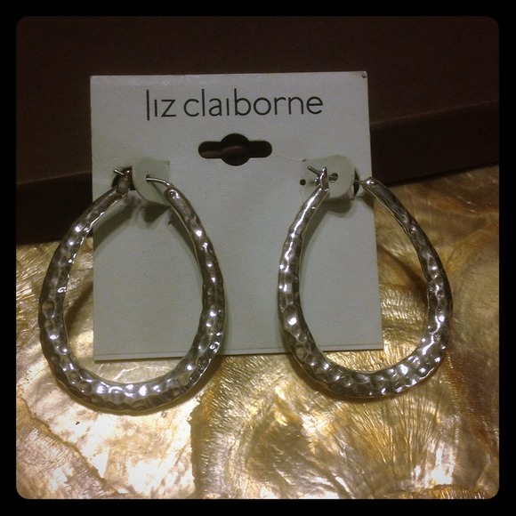 Liz Claiborne silver tone hoops. - Picture 1 of 2