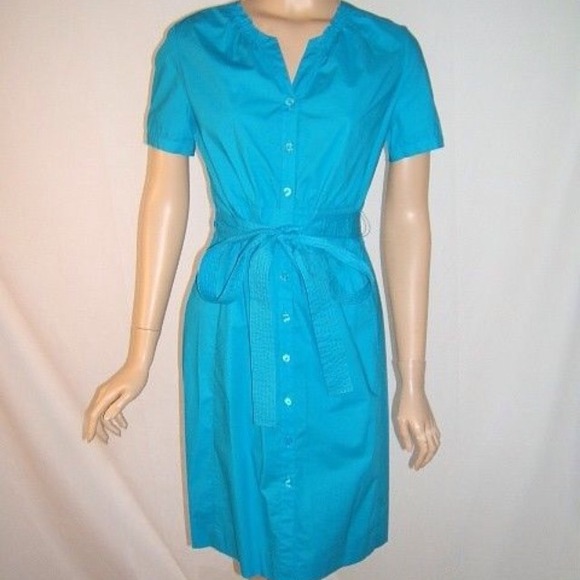 New Escada Turquoise 4 Pretty Blue Cotton Dress - Picture 1 of 4