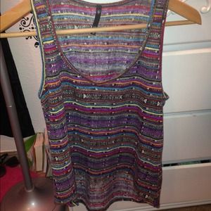 Tribal print high low tank