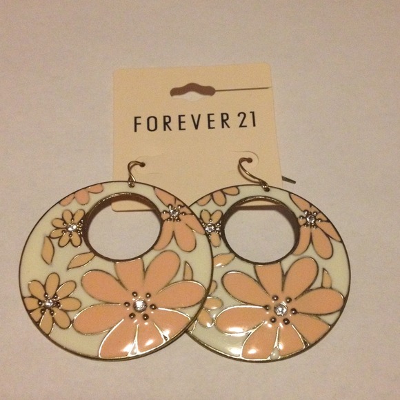 Peach & Gold Hoop Earrings