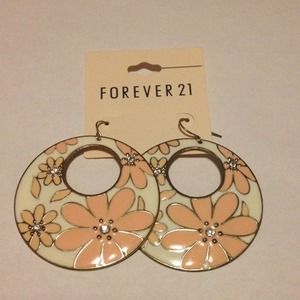 Peach & Gold Hoop Earrings