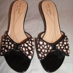 Kate Spade 7 Pony hair kitten heels brown shoes
