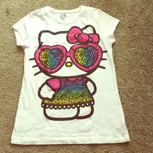 White with glitter hello kitty shirt