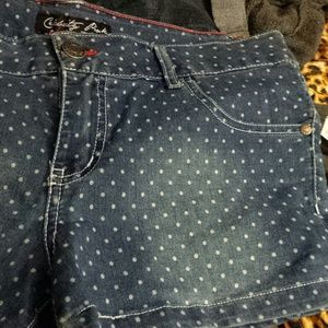 Blue Shorts with White Polka Dots