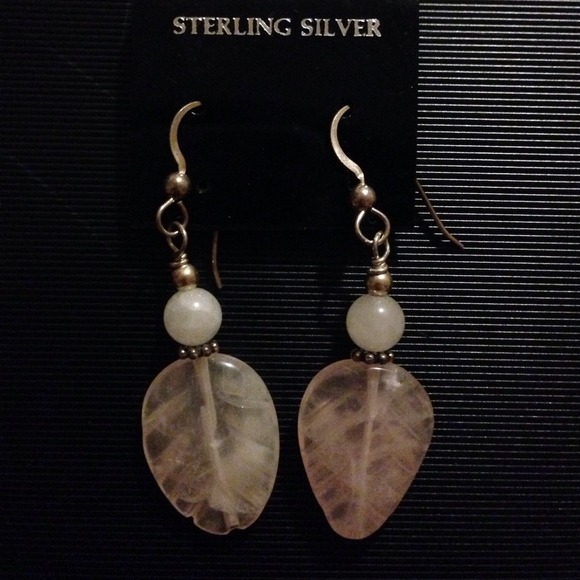 Gorgeous blush pink leaf droplet earrings