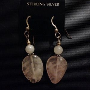 Gorgeous blush pink leaf droplet earrings