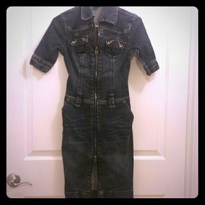 Armani Exchange Zip Up Denim Dress