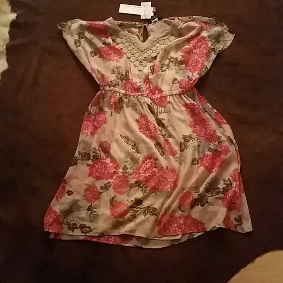 Sheer floral print dress with tank liner.