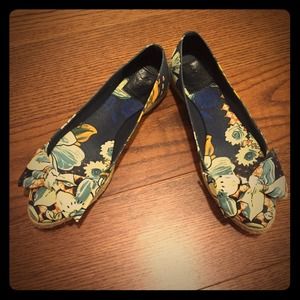 Tory Burch Navy Canvas Flats