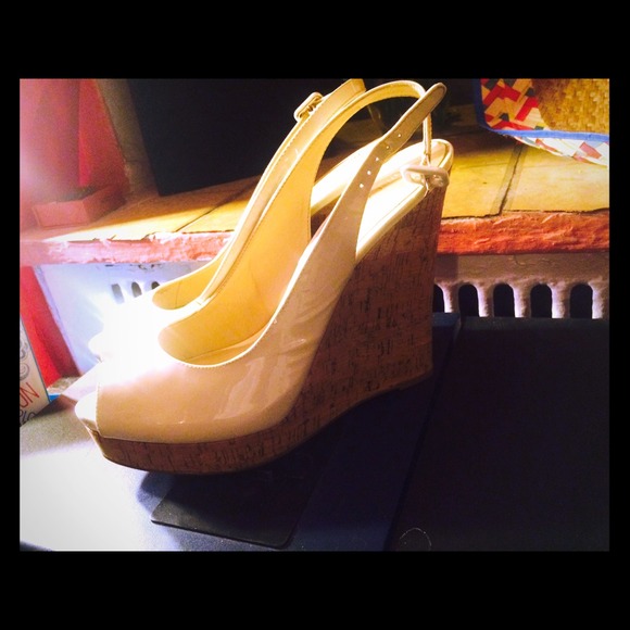 High wedges peep toe shoes