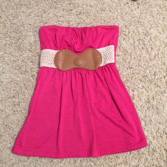 Pink tube top with belt