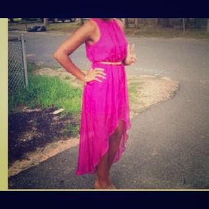 Hot pink highlow dress