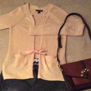 Banana Repub cardi whip stitch leather trimREDUCED