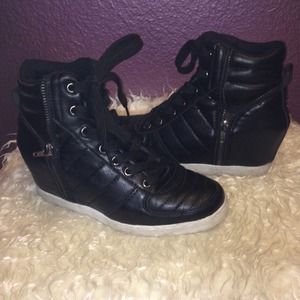 Black sneaker wedges