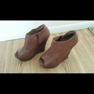 Steve madden cognac wedge booties "wicked"