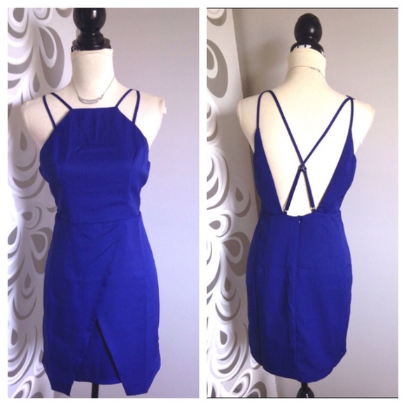 Tea & Cup Dresses & Skirts - RARE Open Back Blue Cocktail Club dress