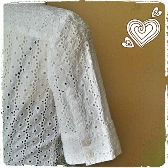 DONATING 9/30! Madison Studio White Eyelet Top - Picture 3 of 4