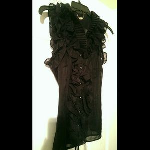 Sheer ruffle blouse