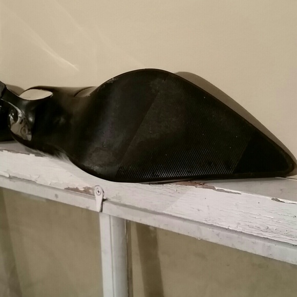 Black Glossy Patent Leather- Silver Trim Heels 8 - Picture 2 of 3