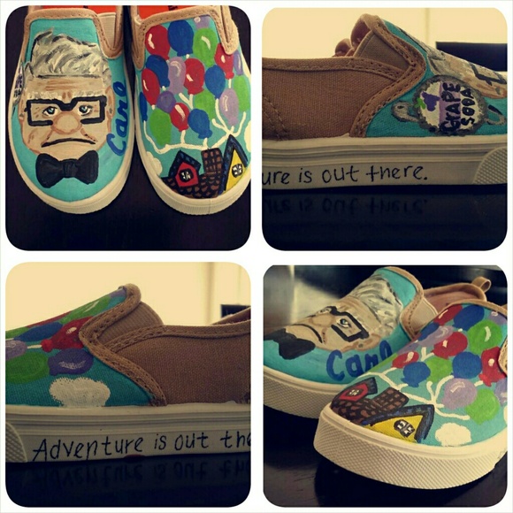 Disney Pixar Up Hand Painted Shoes Any Size - Picture 1 of 1
