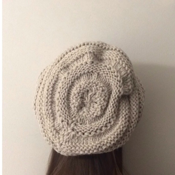 Hand knit light gray chunky beanie main image 4