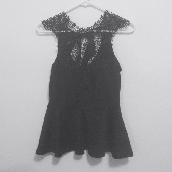 Black Peplum w/ Lace Detail on Chest & Bow on Back
