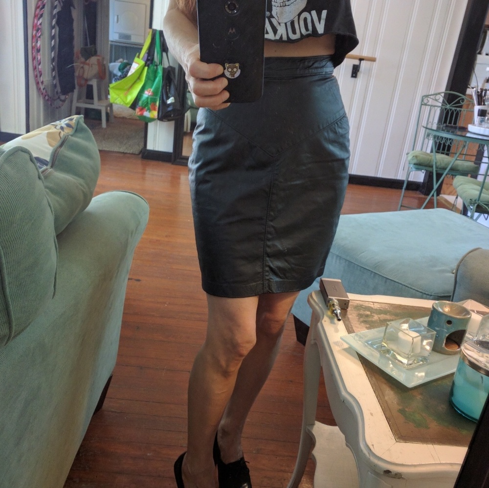 Vintage 80's High Waisted Leather Skirt