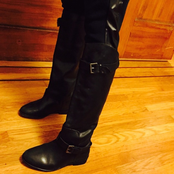 Zara leather knee-high boots